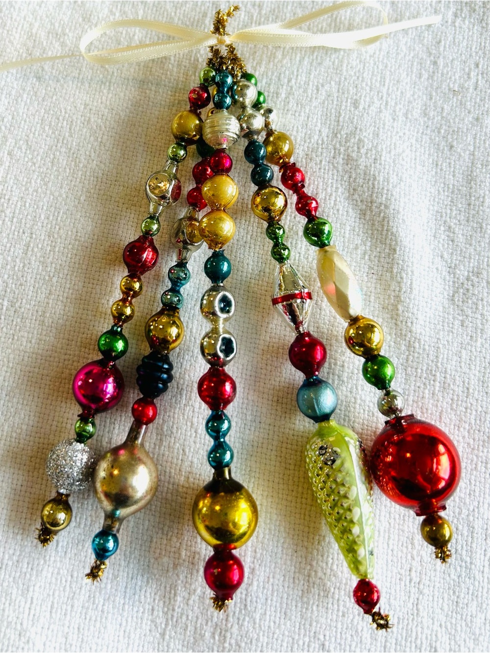 Vintage repurposed mercury glass  bead, icicle holiday Christmas ornaments